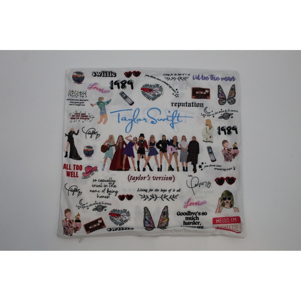 Taylor Swift Eras Tour Pillowcase White Swiftie Fan Art Cushion Cover Zipper
